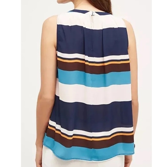 MEADOW RUE Top Anthropologie Peasant Boho Beachstripe Blouse Stripe Blue Xsmall - Picture 5 of 14